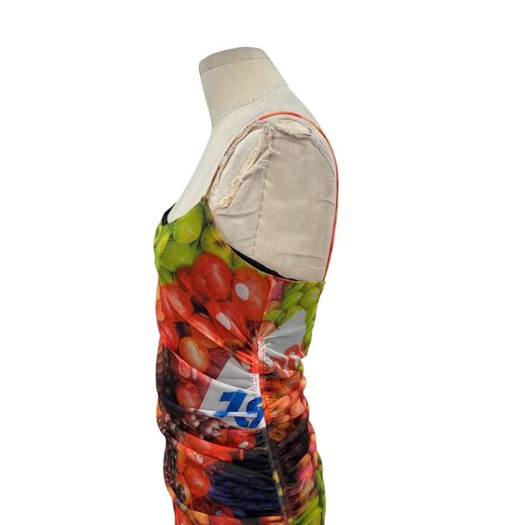Zara Fruit Stand Strappy Maxi Dress Ruched Mesh Sleeveless Colorful Size Large - Picture 5 of 16